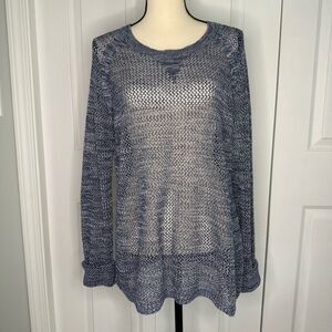 a.n.a Blue V-Neck long sleeve Sweater Lightweight‎ Crochet summer sweater XL